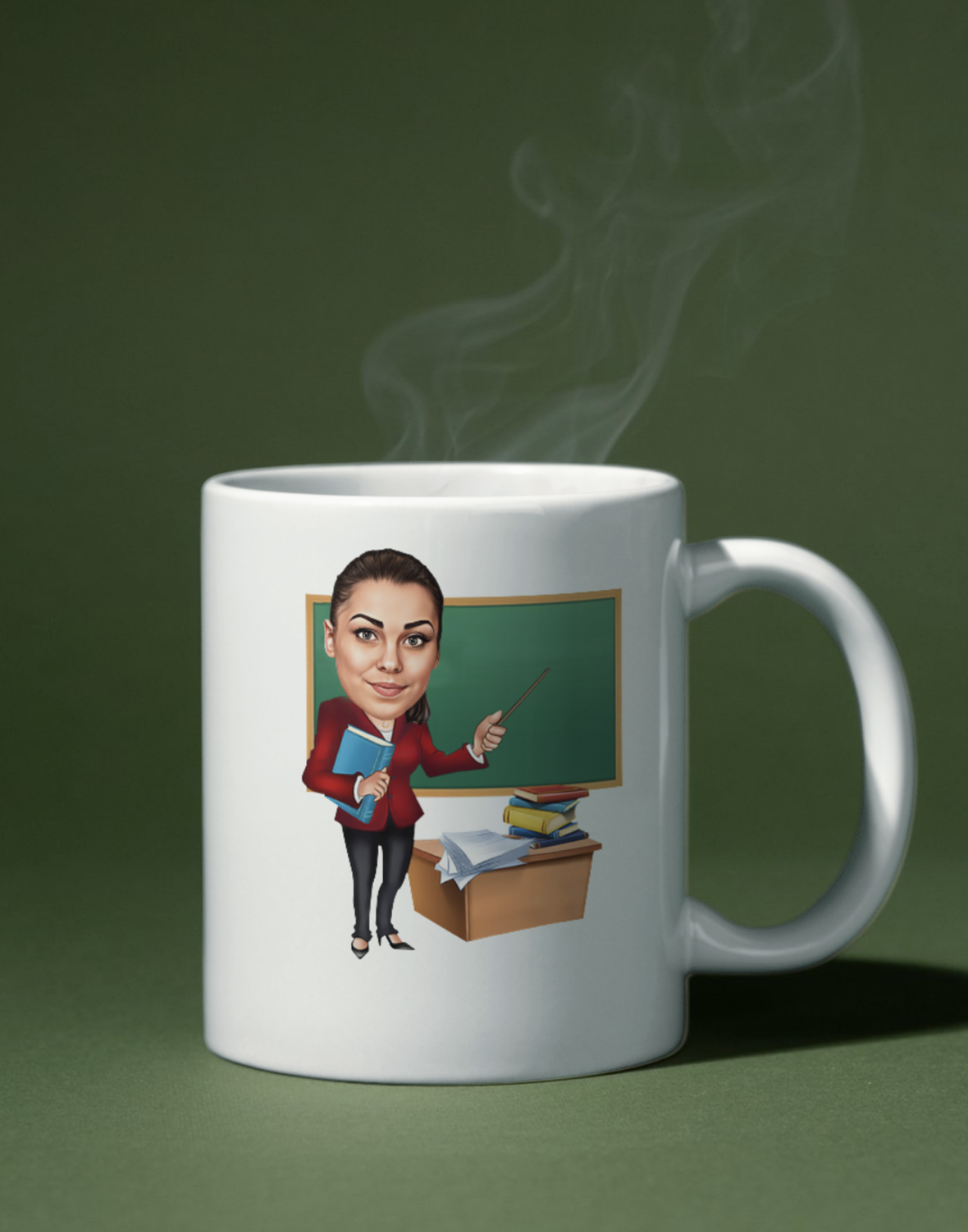 Kadın Öğretmen Karikatürlü Kupa