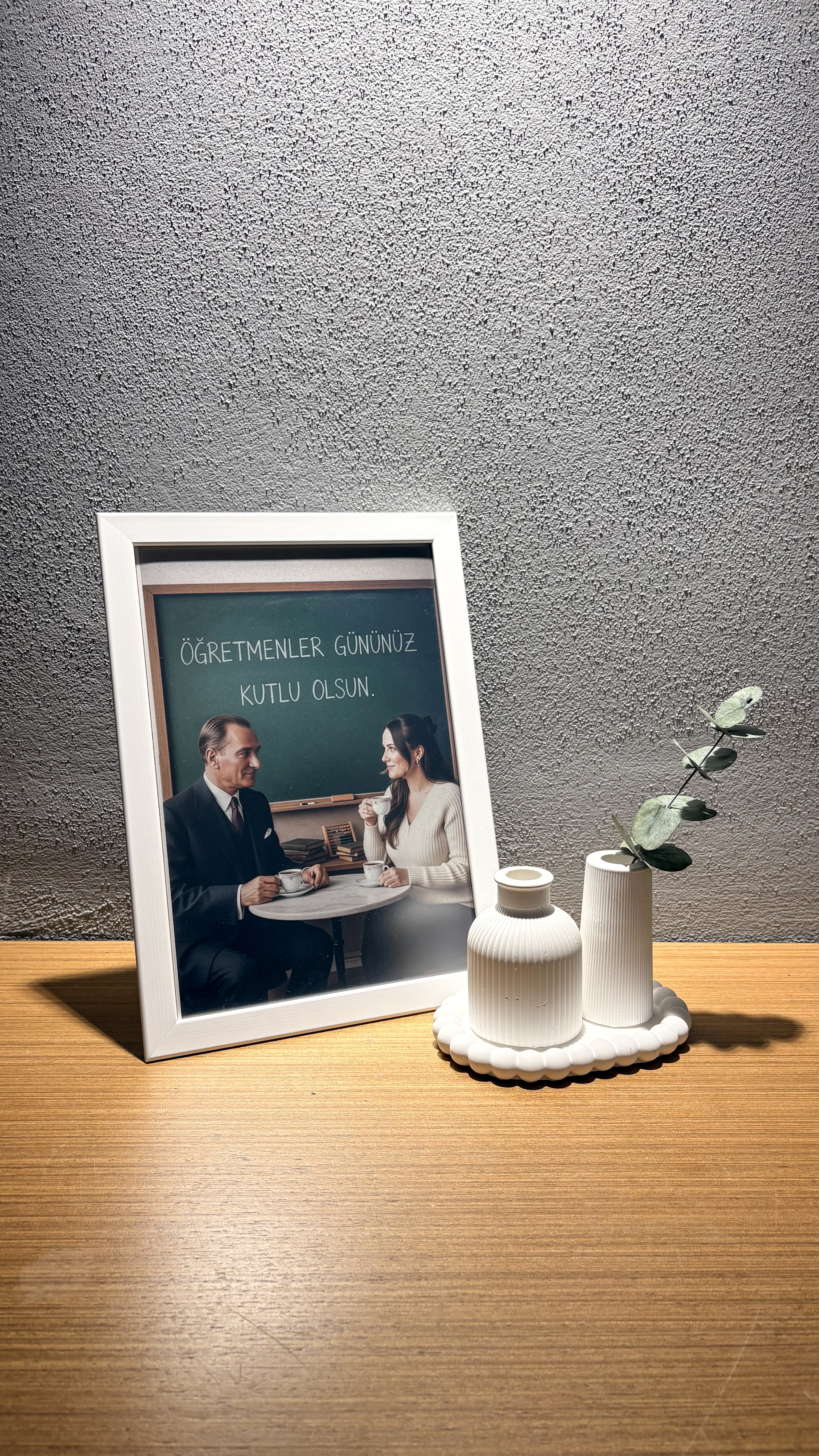 Atatürk ile Yanyana Öğretmen Tablosu - Çerçeveli