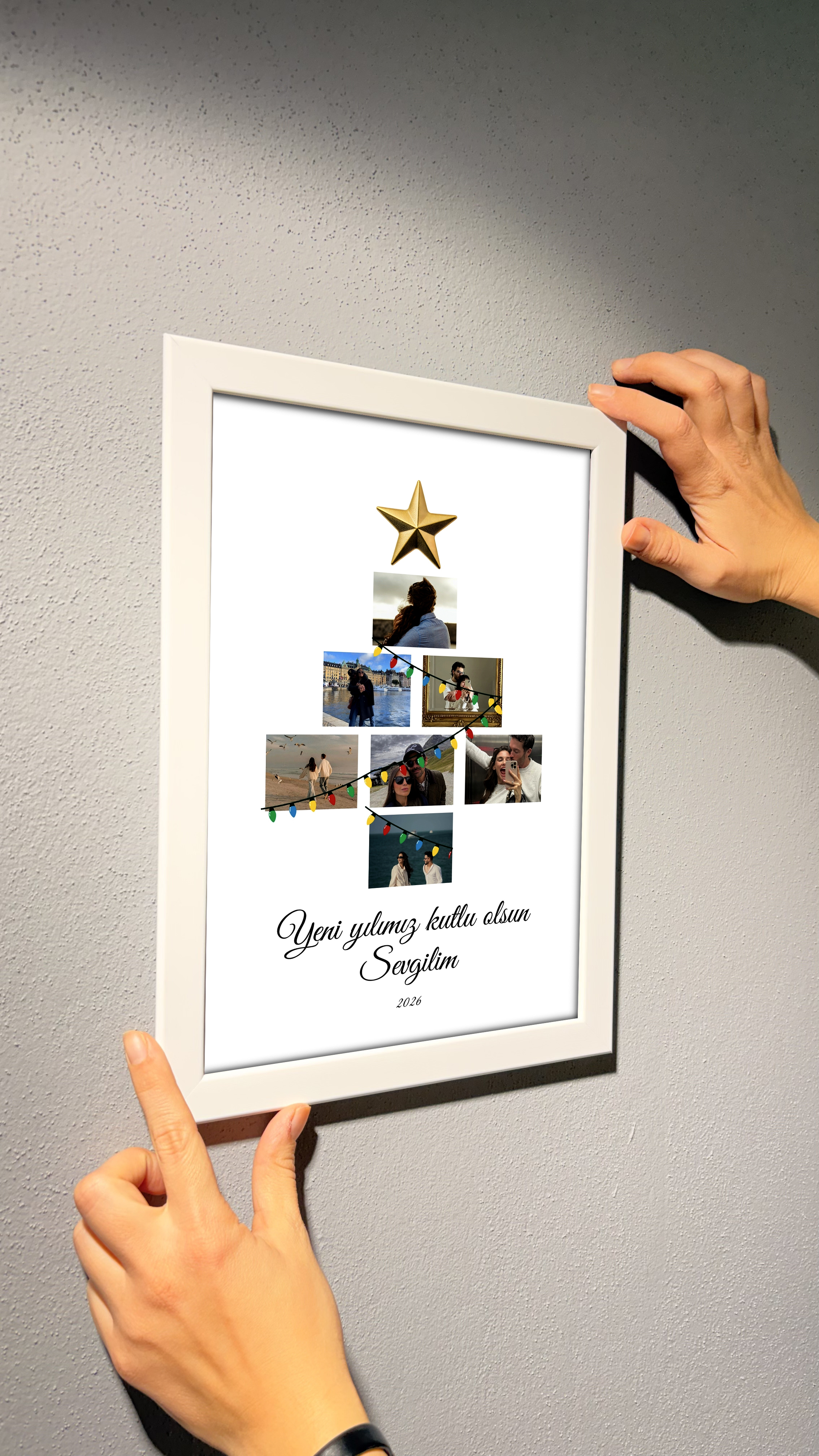 Çam Ağaçlı 7 Fotoğraflı Beyaz Çerçeve 20x30