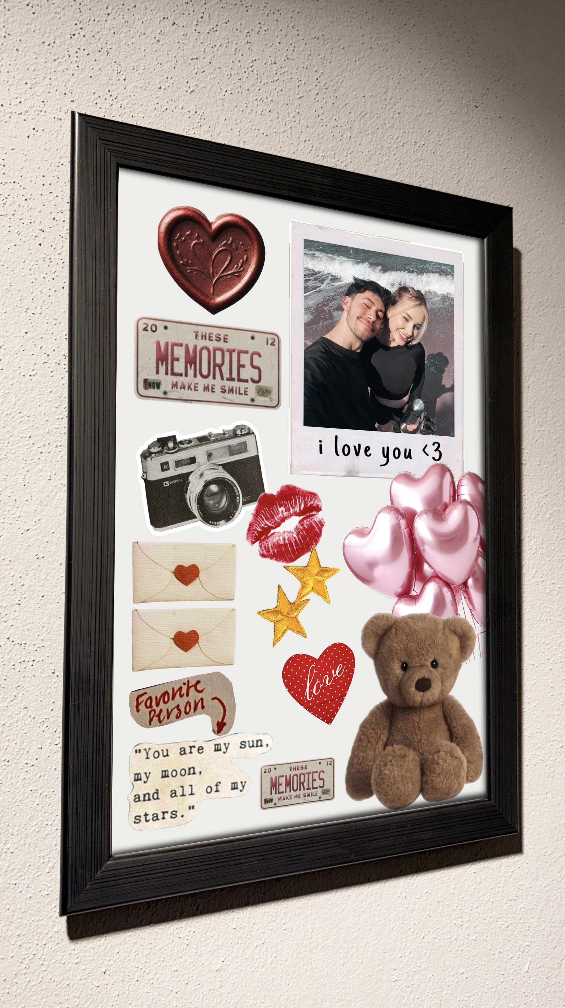 Sevgiliye Kolajlı Siyah Çerçeve 20x30