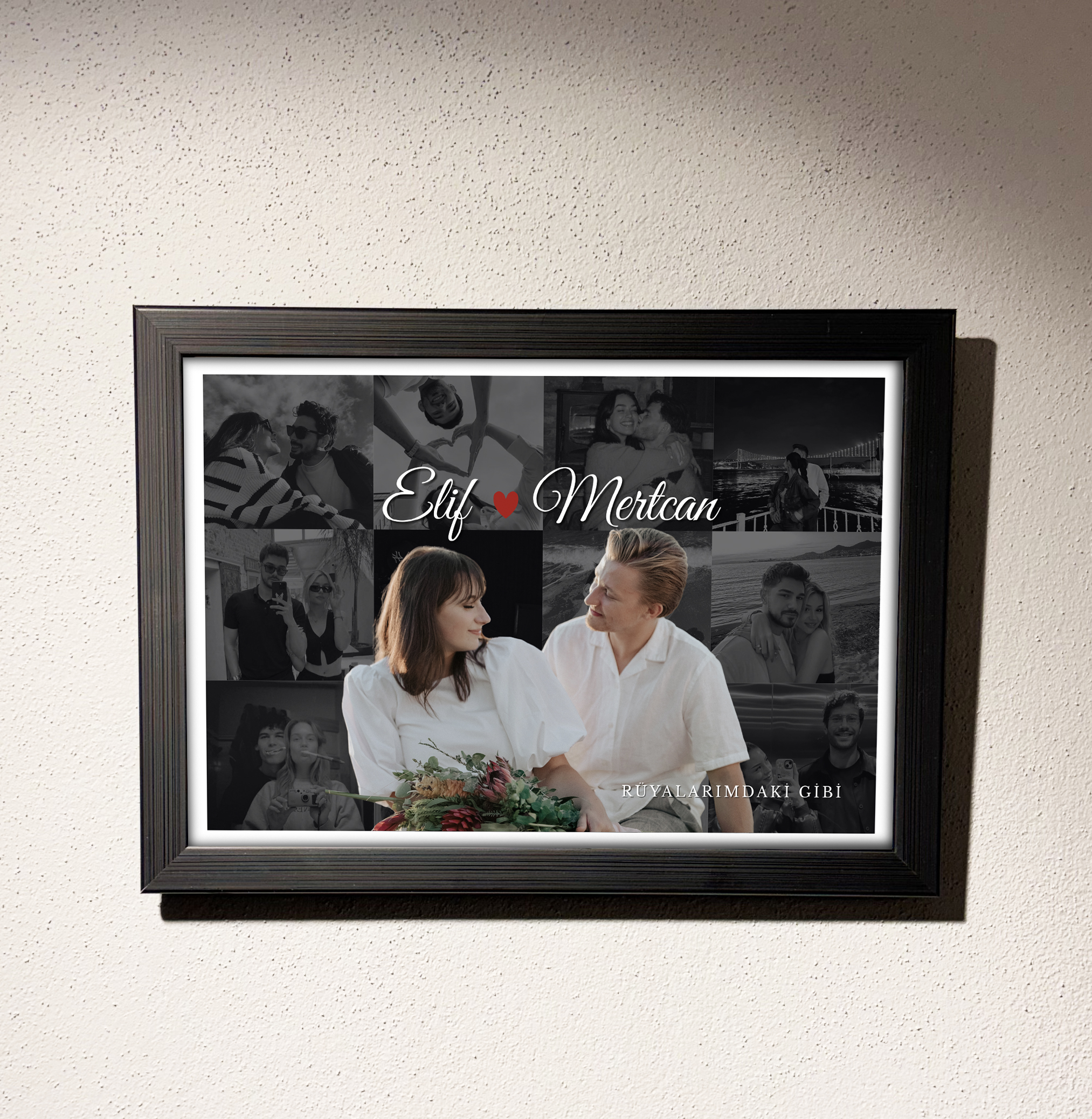 13 Fotoğraflı Sevgiliye Hediye Siyah Çerçeve 20x30