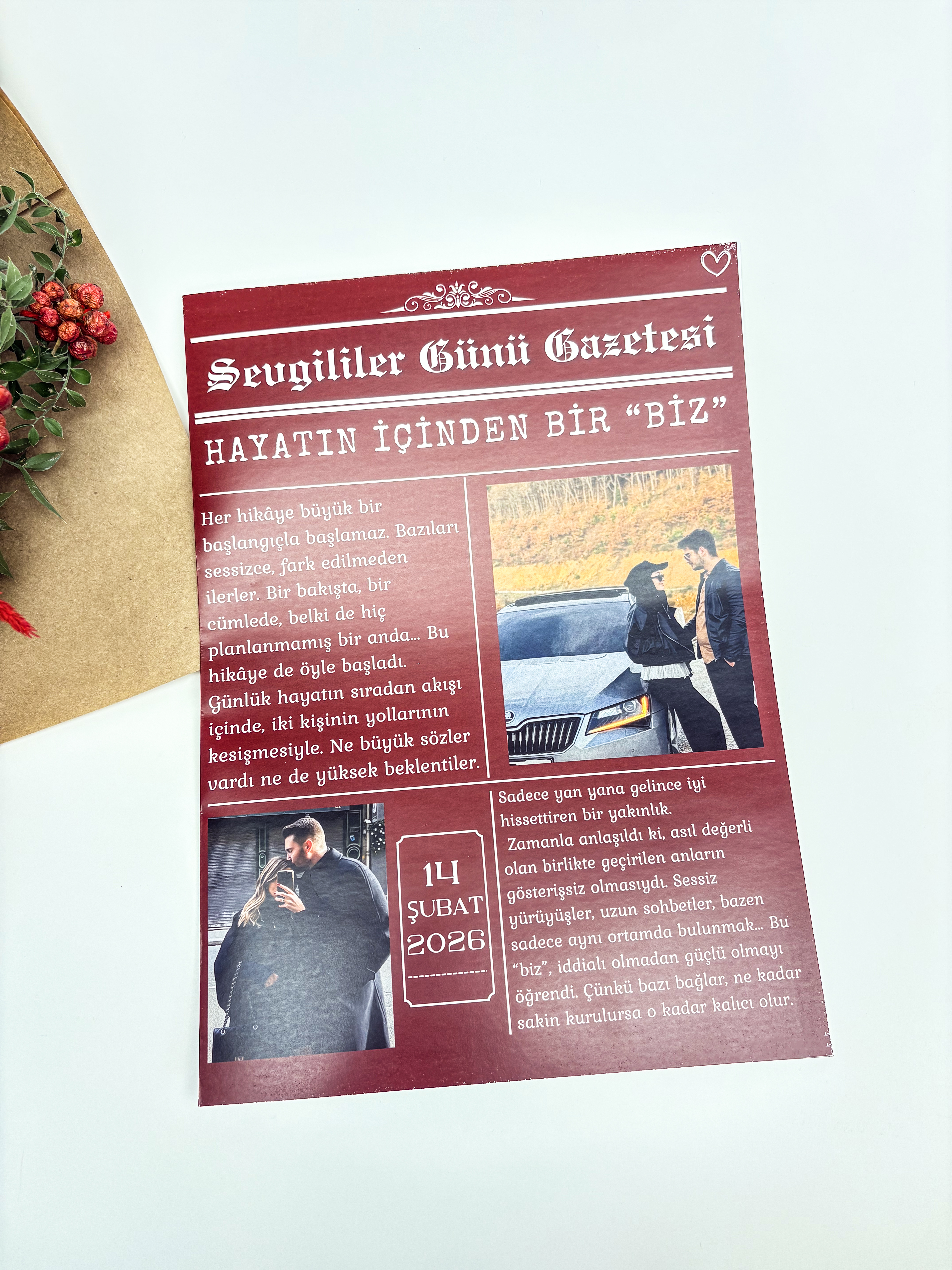 Sevgililer Günü Gazetesi | Kişiye Özel Tasarım Hediye