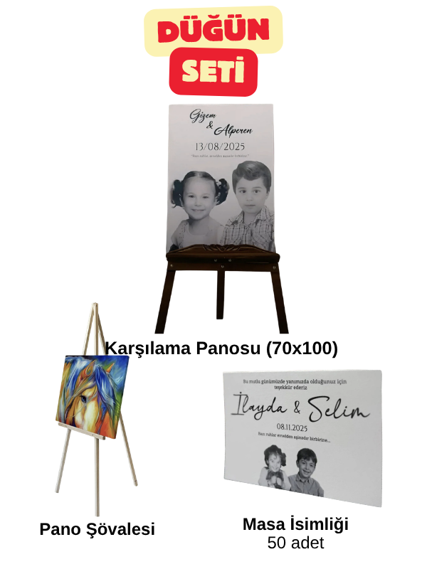 Düğün Seti - Mega Karşılama Panosu | Şövale | Masa İsimliği