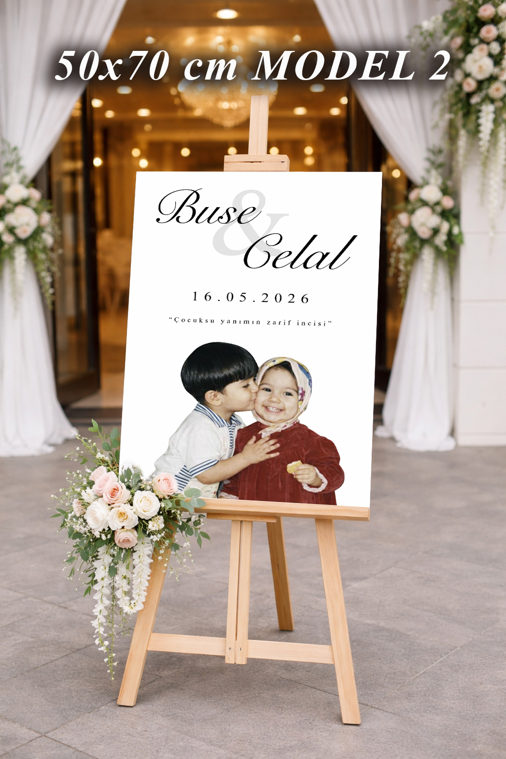 Düğün Karşılama Panosu Çocukluk Fotoğraflı 50x70 - 2
