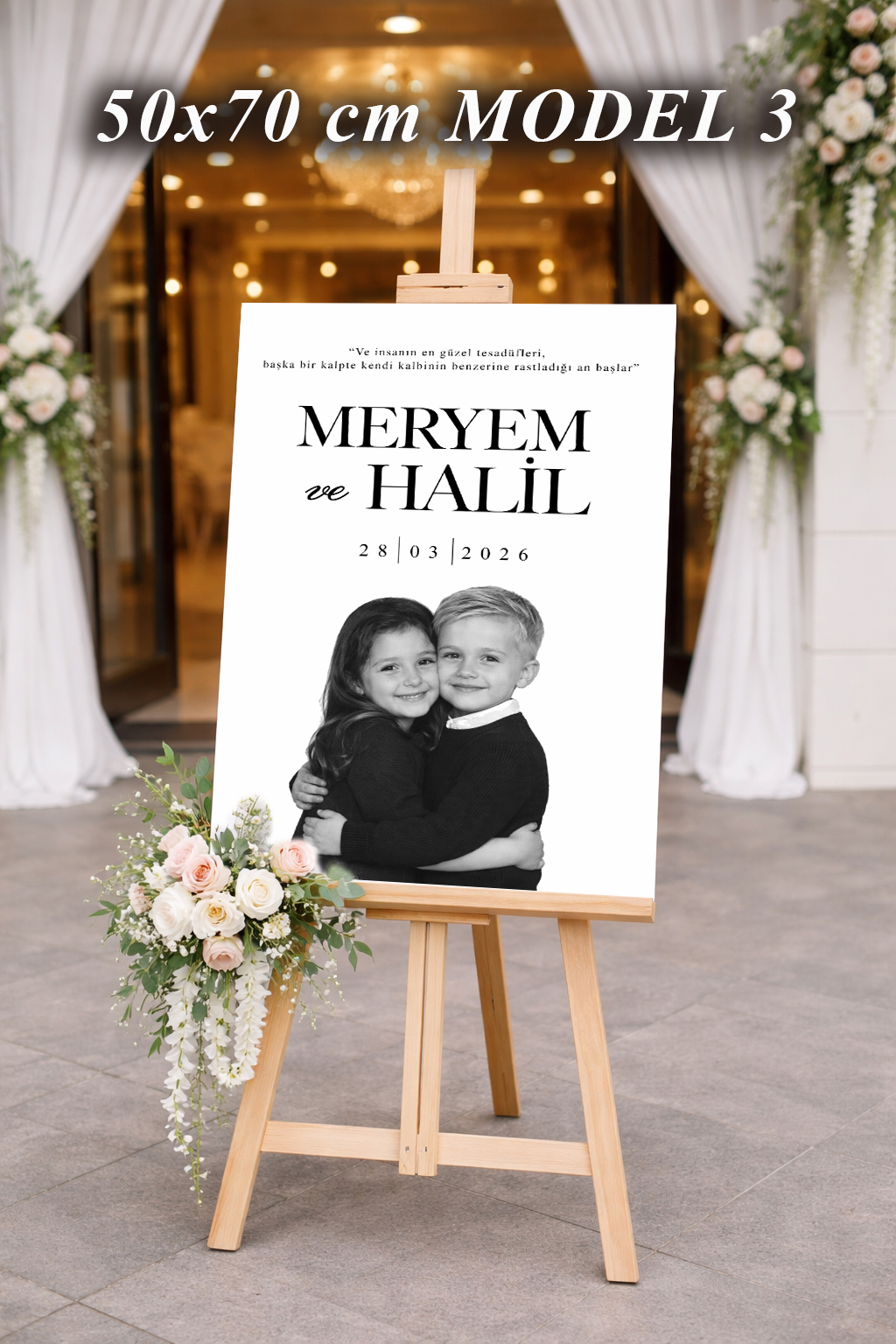 Düğün Karşılama Panosu Çocukluk Fotoğraflı 50x70 - 3