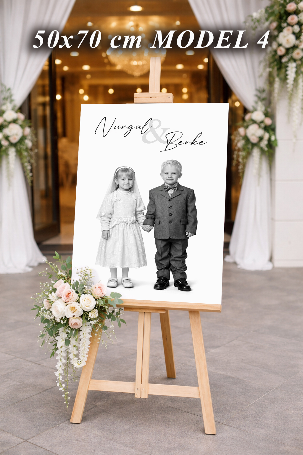 Düğün Karşılama Panosu Çocukluk Fotoğraflı 50x70 - 4