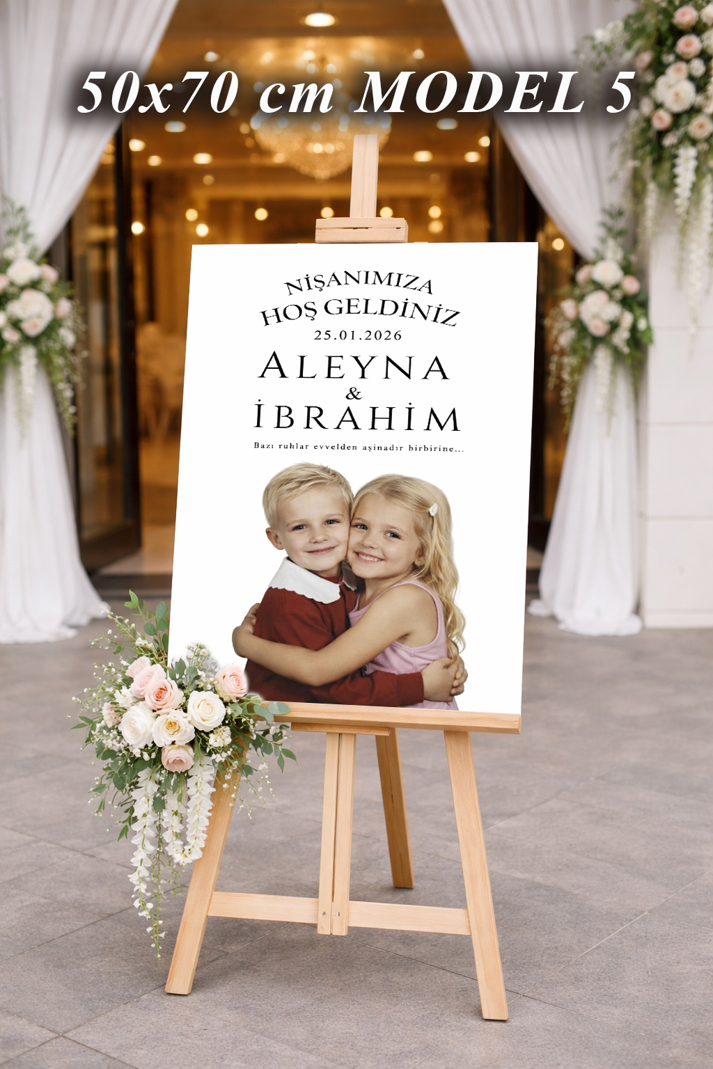 Düğün Karşılama Panosu Çocukluk Fotoğraflı 50x70 - 5