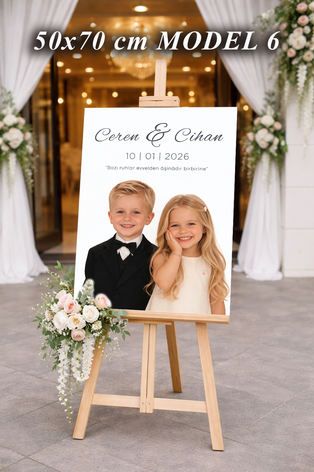 Düğün Karşılama Panosu Çocukluk Fotoğraflı 50x70 - 6