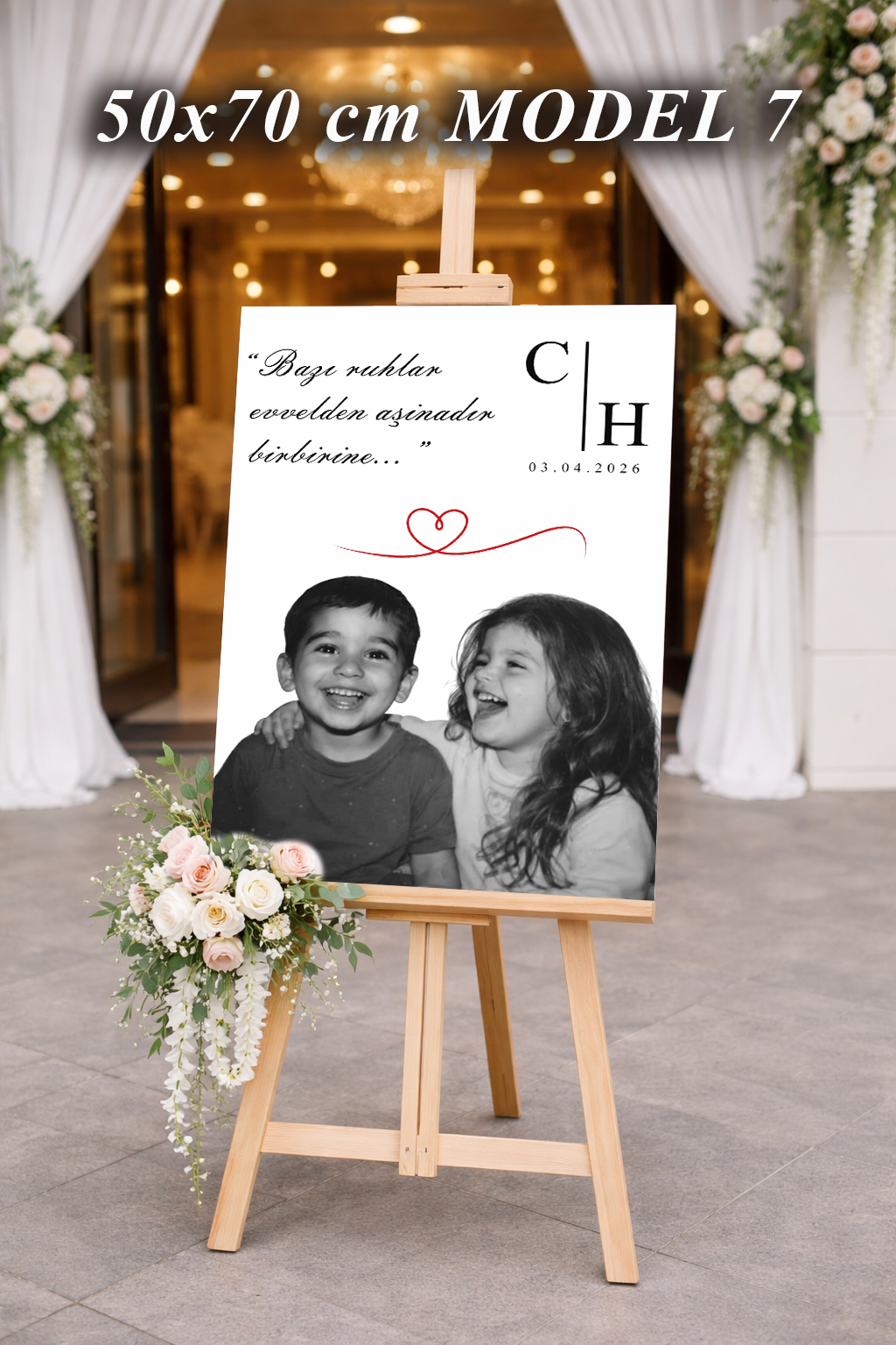 Düğün Karşılama Panosu Çocukluk Fotoğraflı 50x70 - 7