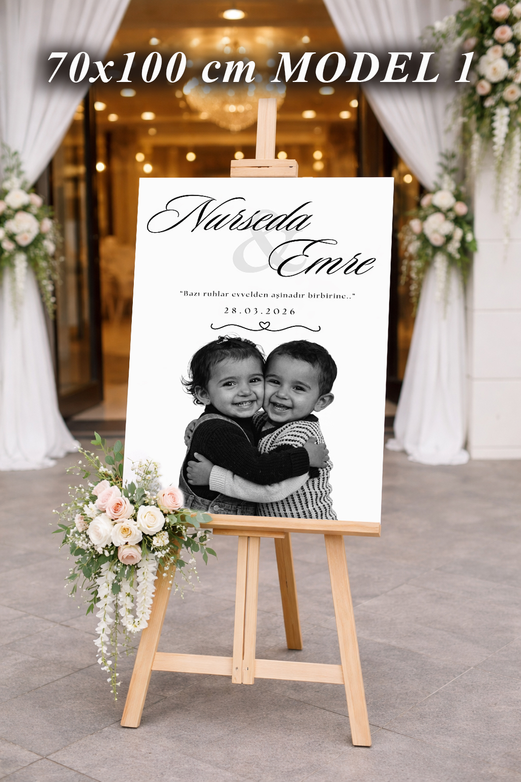 Düğün Mega Karşılama Panosu Çocukluk Fotoğraflı 70x100 - 1